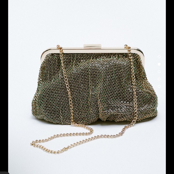 Zara Bags Zara Green Beaded Crossbody Bag With Clasp Poshmark